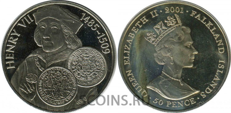 Фолклендские острова 50 пенсов 2001 Генрих VII (1485-1509)