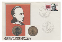 Германия (ГДР) 5 марок 1989 Карл фон Осецки (Конверт)