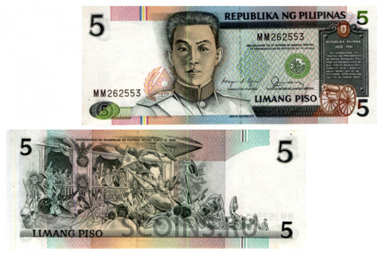 Филиппины 5 писо 2022