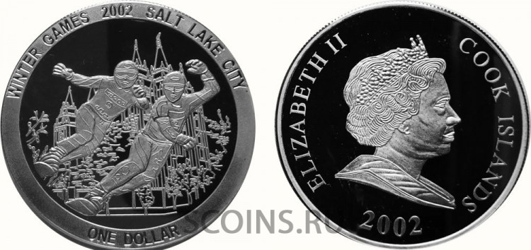 Острова Кука 1 доллар 2002 XIX зимние Олимпийские игры 2002 в Солт-Лейк-Сити (США) - Двойной сноуборд