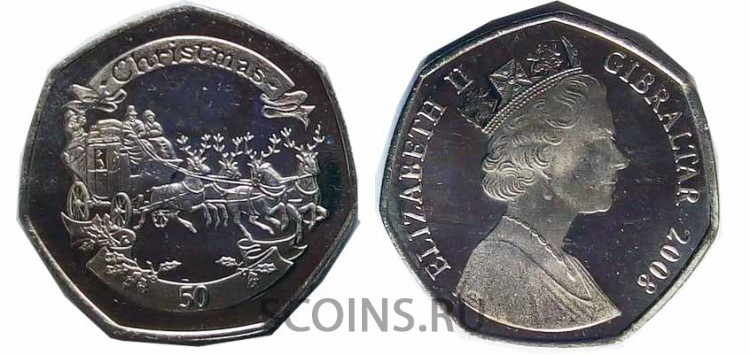 Гибралтар 50 пенсов 2008 Рождество