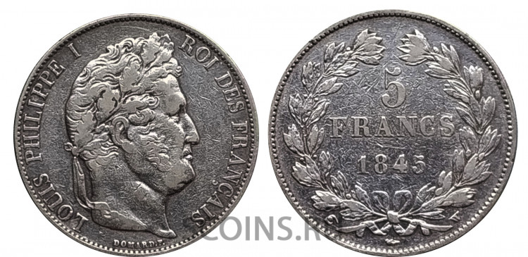 Франция 5 франков 1845