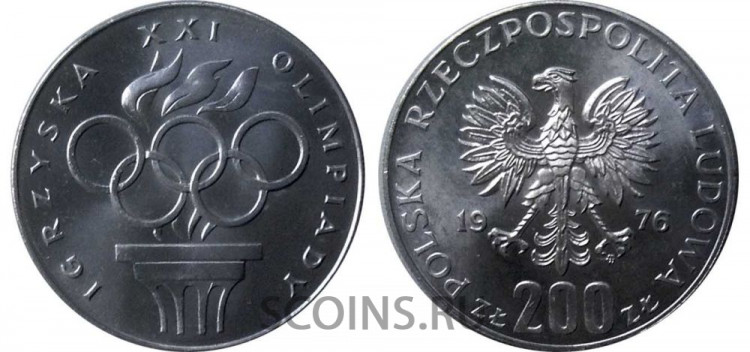 Польша 200 злотых 1976 XXI летние Олимпийские Игры, Монреаль 1976 