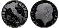 Италия 500 лир 1989 "Чемпионат мира по футболу 1990" (proof)