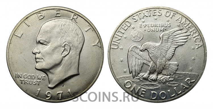 США 1 доллар 1971 S Дуайт Эйзенхауэр Серебро США 1 доллар 1971 S Дуайт Эйзенхауэр Серебро