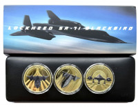 Соломоновы острова набор 3 шт 50 центов 2025 Черный Дрозд Lockheed SR-71 Blackbird