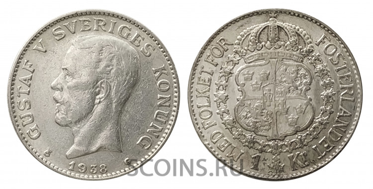Швеция 1 крона 1938