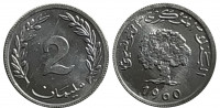 Тунис 2 миллима 1960 UNC