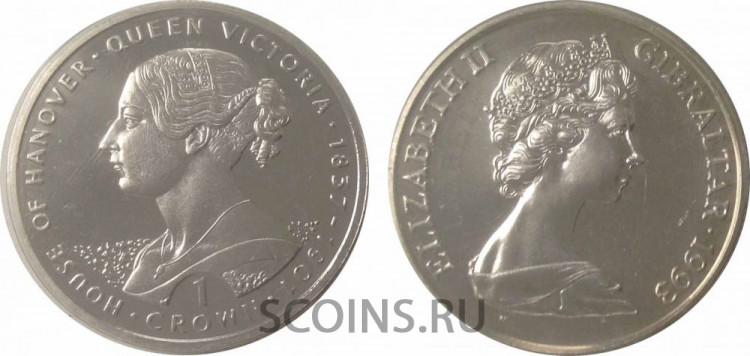  Гибралтар 1 крона 1993 "Дом в Ганновере, Королева Виктория"