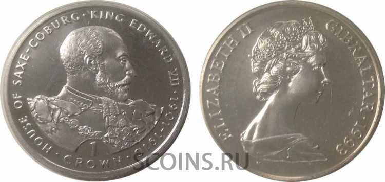  Гибралтар 1 крона 1993 "Король Эдвард VII"