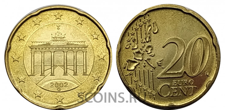 Германия 20 евроцентов 2002 G