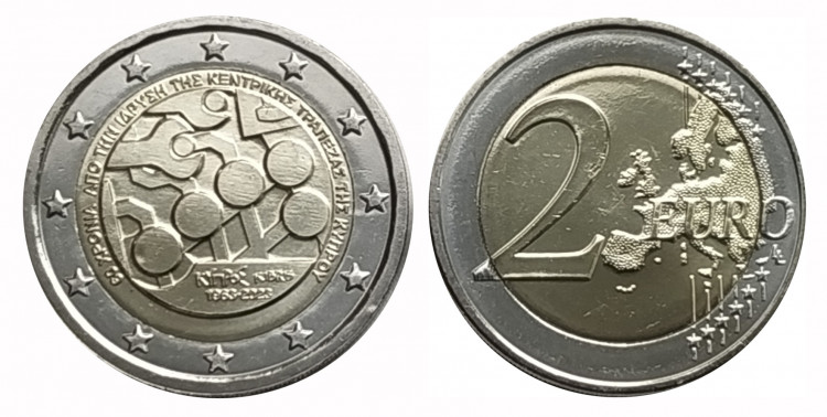 Кипр 2 евро 2023 60 лет Центральному банку Кипра 