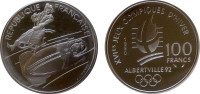 Франция 100 франков 1990 "XVI зимние Олимпийские игры в Альбервиле. Бобслей"
