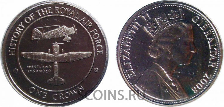 Гибралтар 1 крона 2008 "История королевских ВВС – Уэстленд Лизандер." 