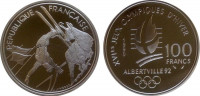 Франция 100 франков 1990 "XVI зимние Олимпийские игры в Альбервиле. Лыжная акробатика"