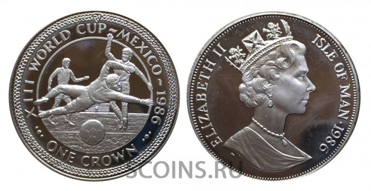 Остров Мэн 1 крона 1986 Чемпионат по футболу в Мексике - Вратарь. Серебро