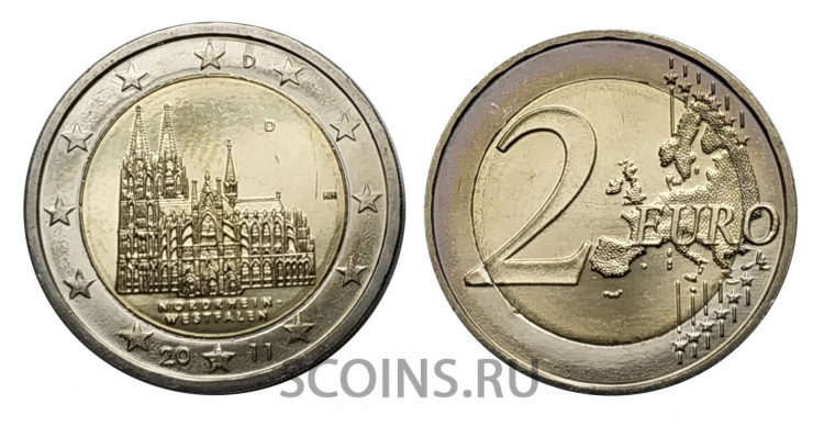 Германия 2 евро 2011 "Кельнский собор" Германия D Германия 2 евро 2011 "Кельнский собор" Германия D