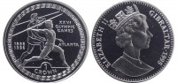 Гибралтар 1 крона 1995 XXVI Летние Олимпийские игры, Атланта 1996 -Метание копья Серебро