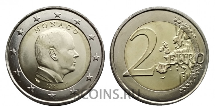 Монако 2 евро 2021 (регулярный чекан) 