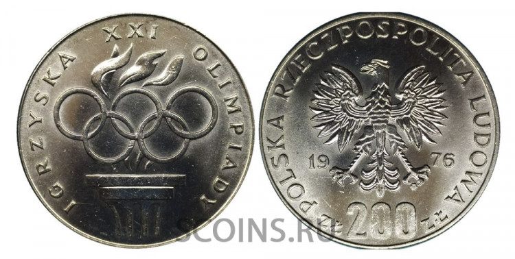 Польша 200 злотых 1976 XXI Олимпийкие игры