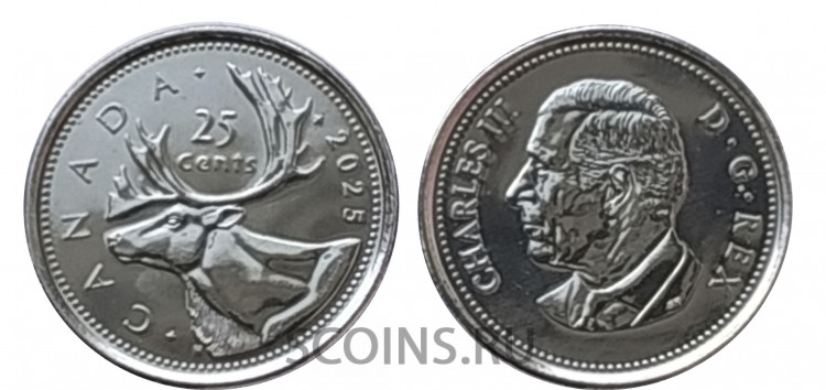 Канада 25 центов 2025 unc 