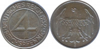  Веймарская республика  4 рейхспфеннига 1932 "Бедный Генрих" (E)