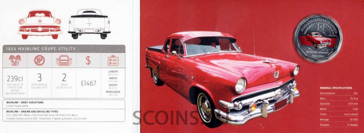 Австралия 50 центов 2017 Форд – Австралийская классика»: 1954 MAINLINE COUPE UTILITY