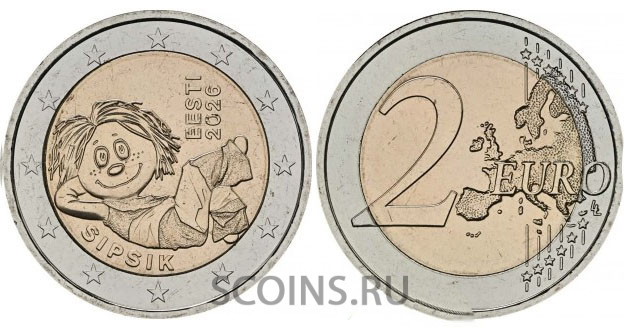 Эстония 2 евро 2026 Сипсик