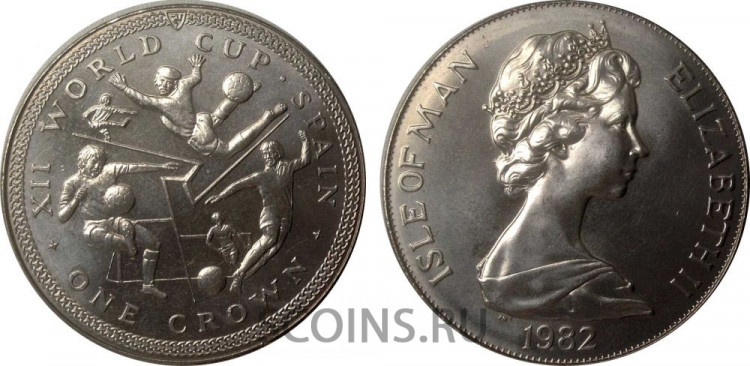 Остров Мэн 1 крона 1982 XII чемпионат мира по футболу, Испания. (1)